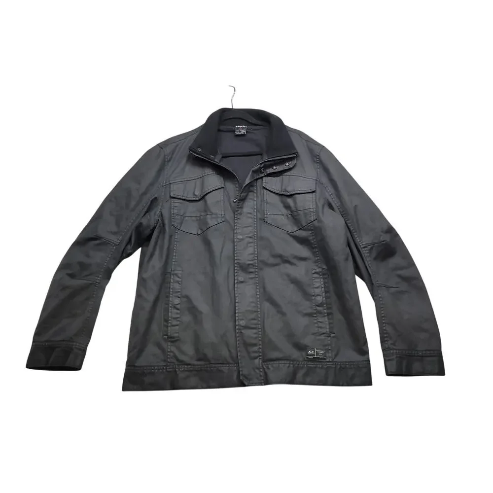 Oakley Mens XL Black Full Zip Utility Field Jacket Regular Fit Casual Coat